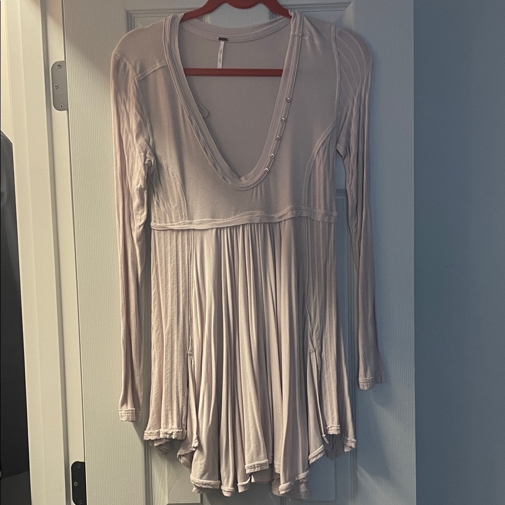 Long Sleeve Beige Tunic Top